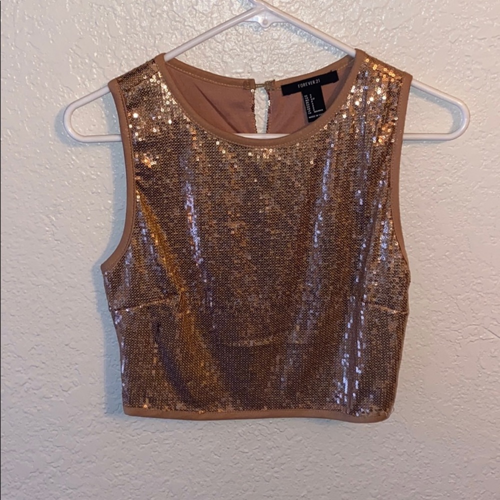 Sequin crop top gold